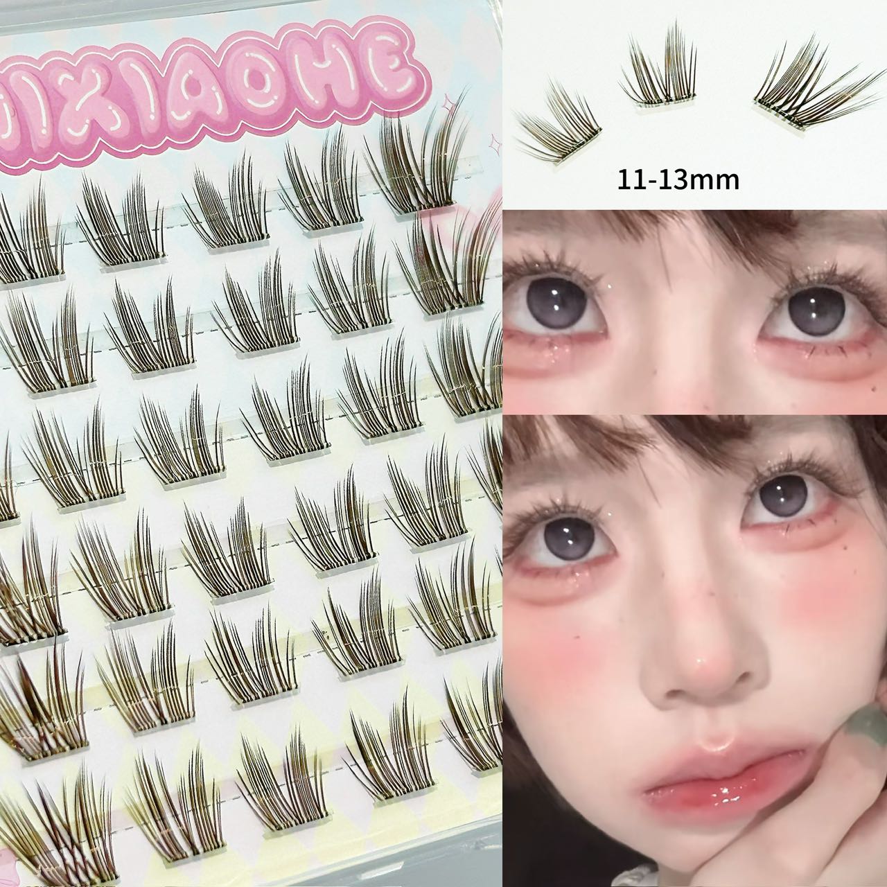Lash Adhesive Glue - Mixiaohe Czarno-Brązowe Kępki Rzęs Bez Kleju