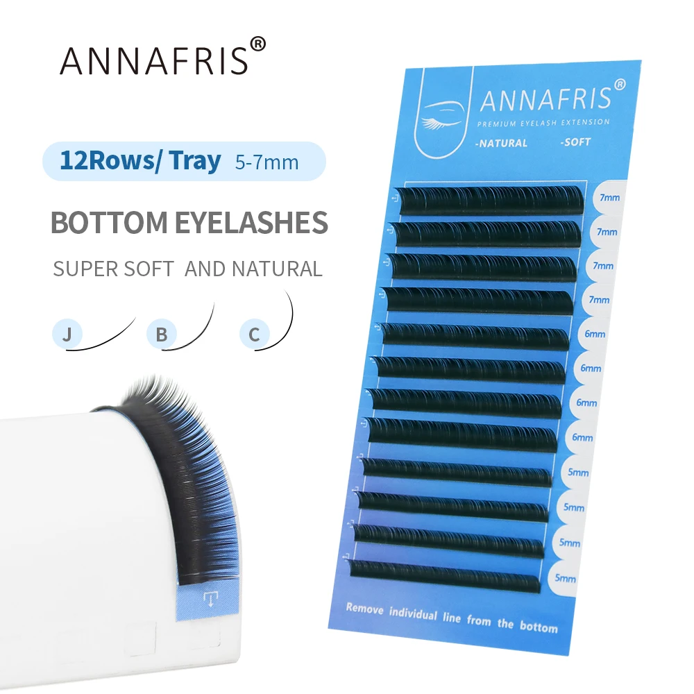 Eyelash Extension Human Hair - ANNAFRIS Dolne rzęsy 5-7mm Mix Indywidualne