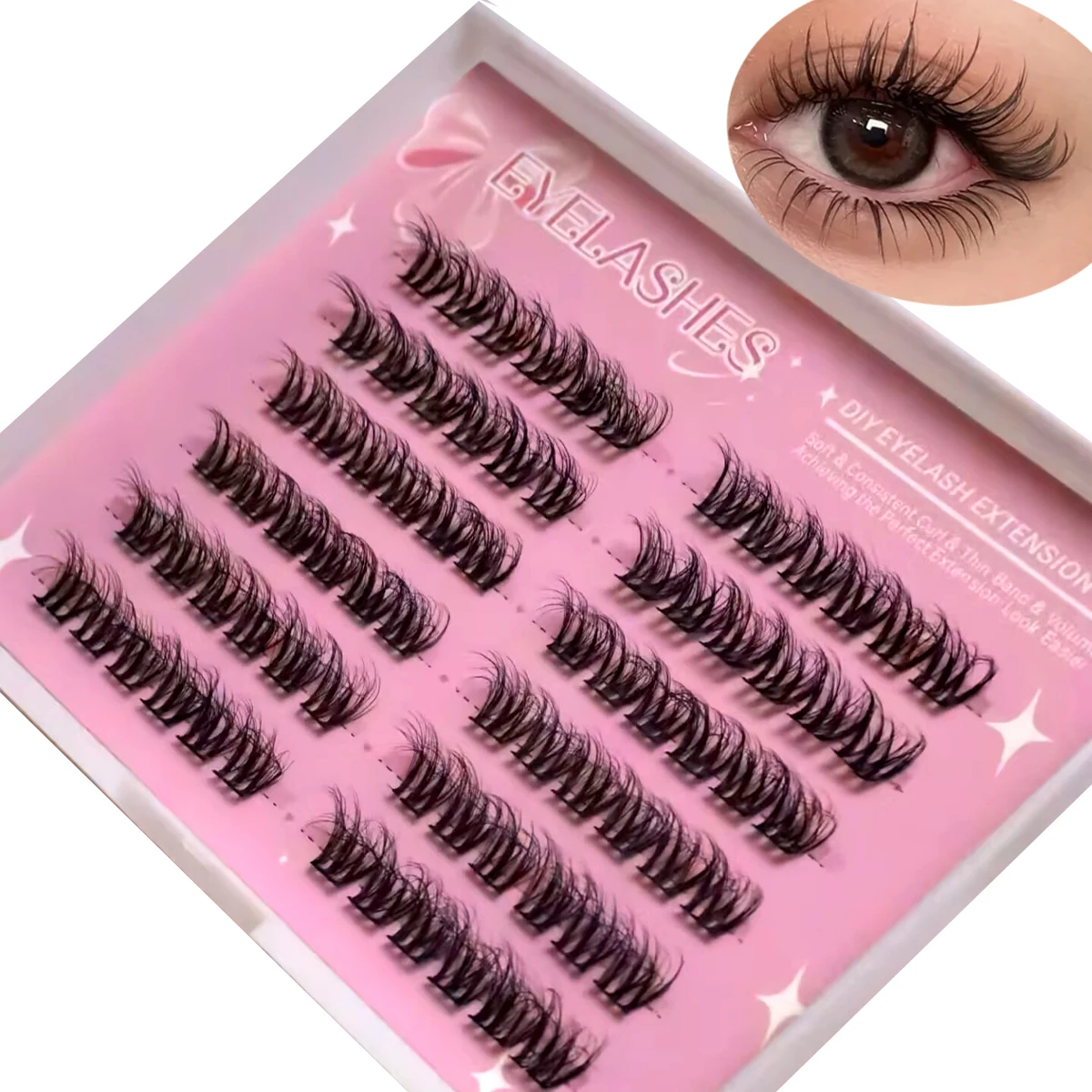 Eyelash Extension For Big Eyes - AMSDCN 10 rzędów sztucznych rzęs Czarne